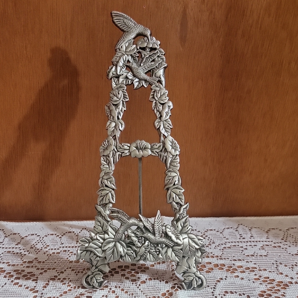 Silver Bird & Leaf Art Easel Stand